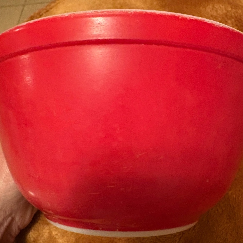 Antique vintage collectible PYREX glass Red Mixing Bowl - Picture 13 of 15